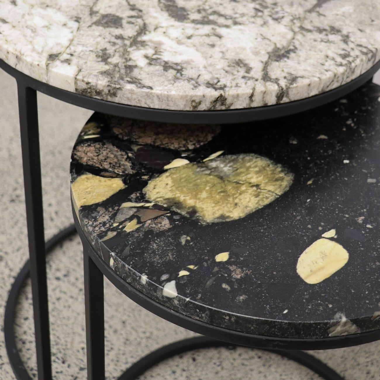 Monaco Nesting Side Table - Pebble/Alaska Set of 2