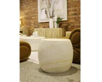 Oval Travertine Look Side Table