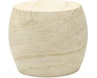 Oval Travertine Look Side Table