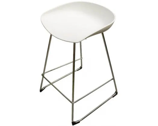 White Seat and Chromed Leg Barstool