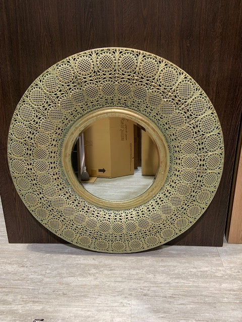 Gold Round Embossed Mirror