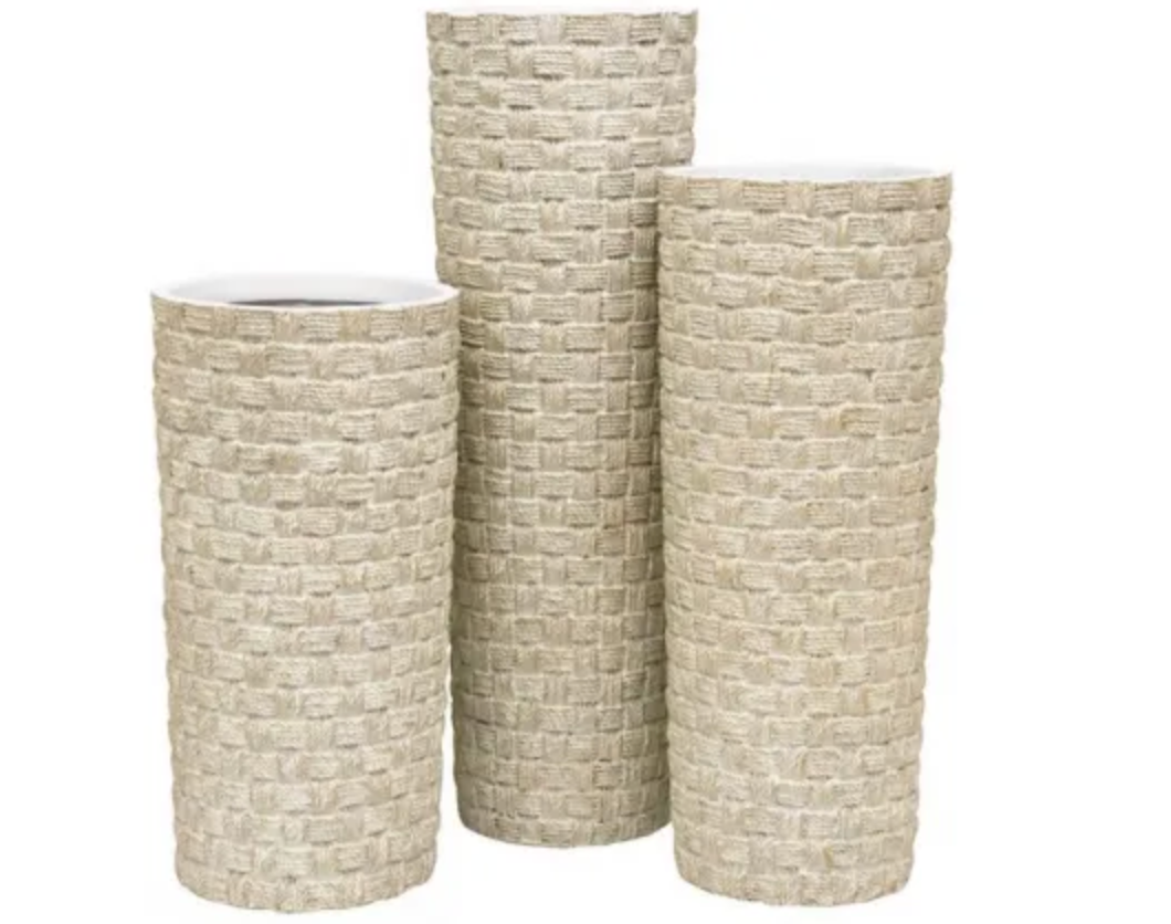 Mirage resin vase-distress white -38cm