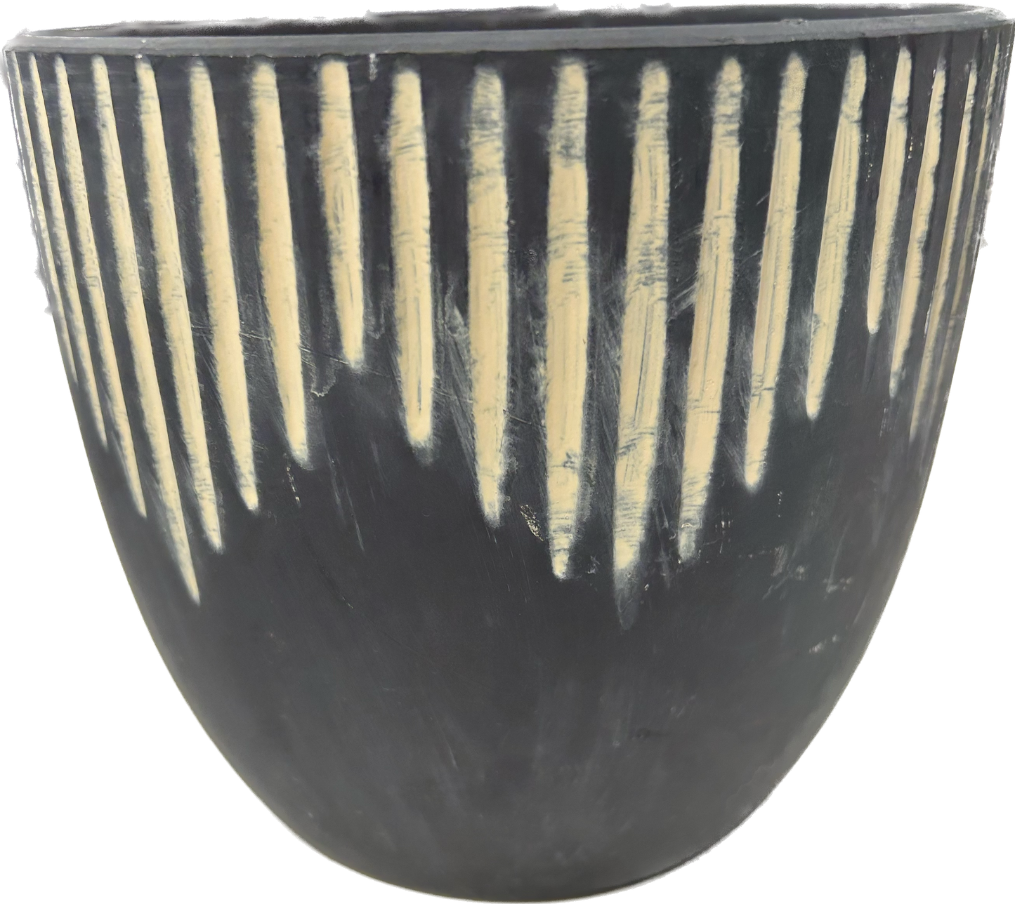 Black tribal striped planter