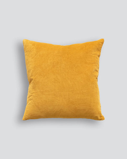 Majestic Velvet/Linen Cushion with Feather Inner - Ochre 50 x 50cm
