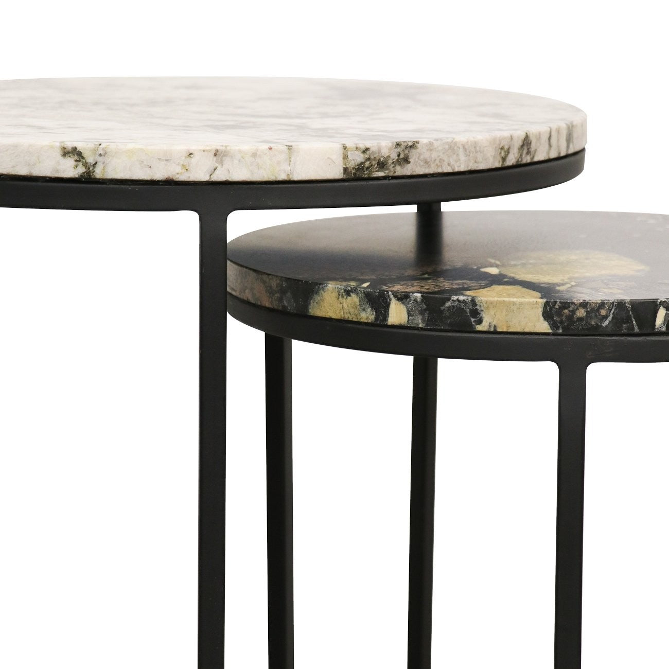 Monaco Nesting Side Table - Pebble/Alaska Set of 2