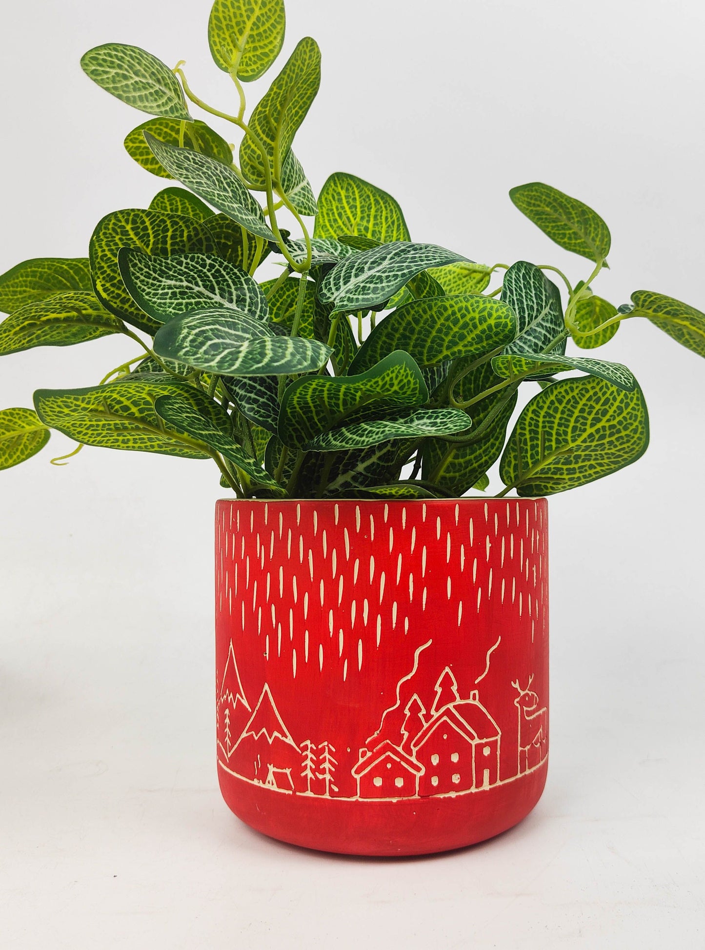Christmas Scene Planter Red - Large