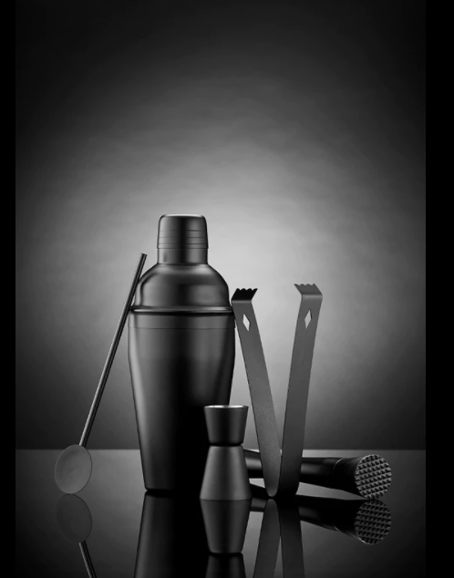 Aurora Matte Black 5pc Cocktail Set