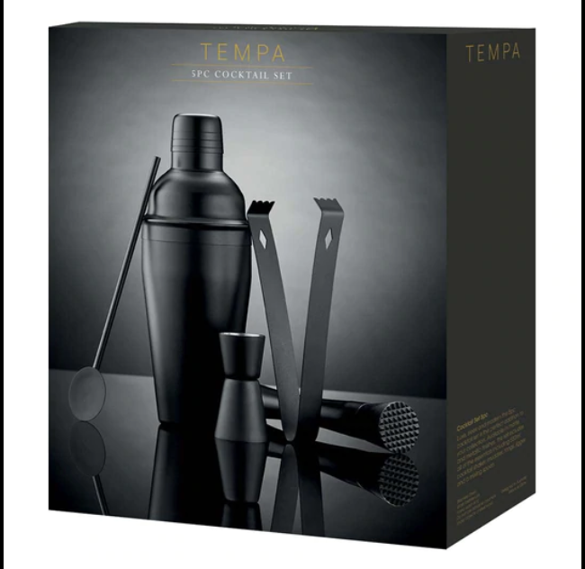 Aurora Matte Black 5pc Cocktail Set