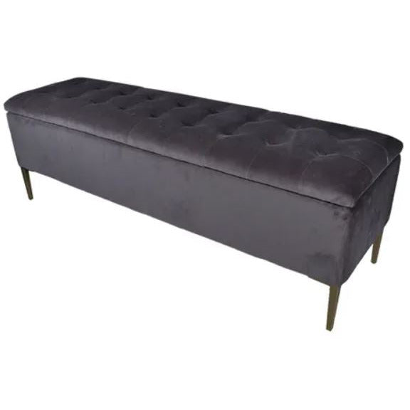 Estelle Blanket Box - Grey Velvet