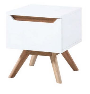 Moda white 1 drawer bedside table