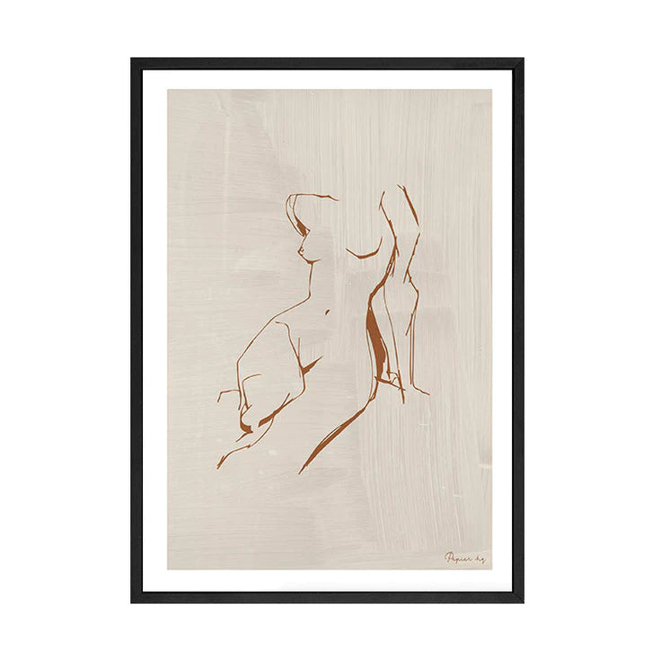 A4 figure print natural with black frame