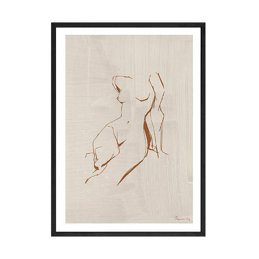 A4 figure print natural with black frame
