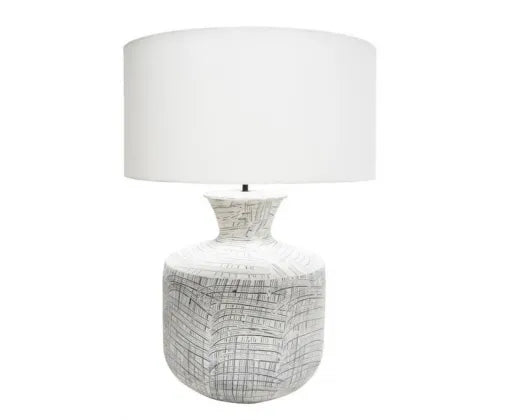 Mae iron table lamp-off white shade-whhite scrat-41cm