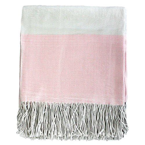 Alexandra throw - dusky pink/cream