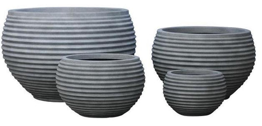 Lightweight Ribbed Designer Planter - Matt White