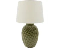 58CM DEEDEE CERAMIC LAMP W LINEN SHADE - OLIVE