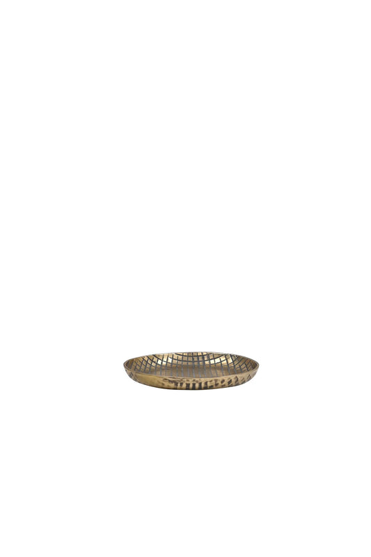 Ankara Round Tray/Candleplate - Vintage Brass Finish