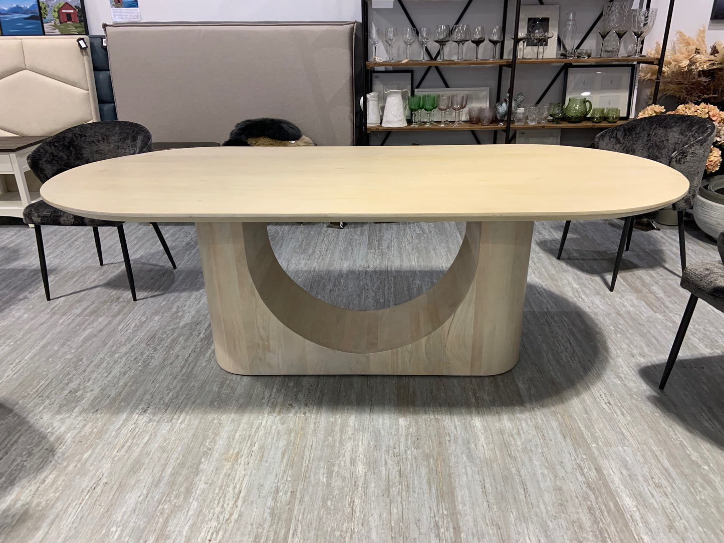 Arc Dining Table 220cm Milk Wash