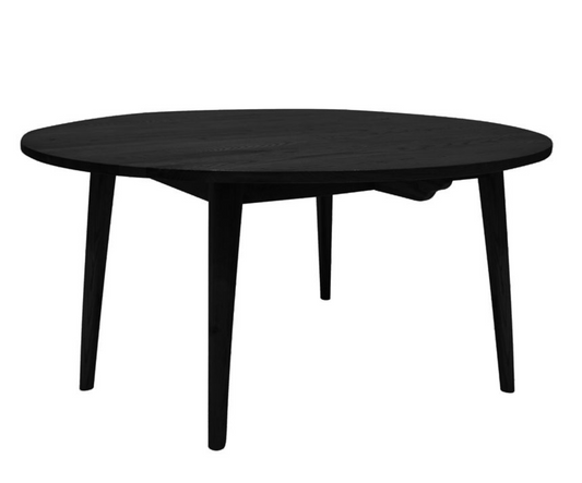 Vaasa Round Oak Dining Table - Matte Black -150cm