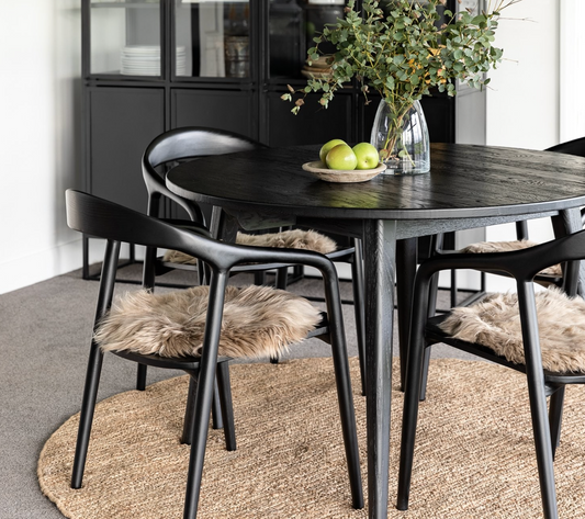 Vaasa Round Oak Dining Table - Matte Black -120cm