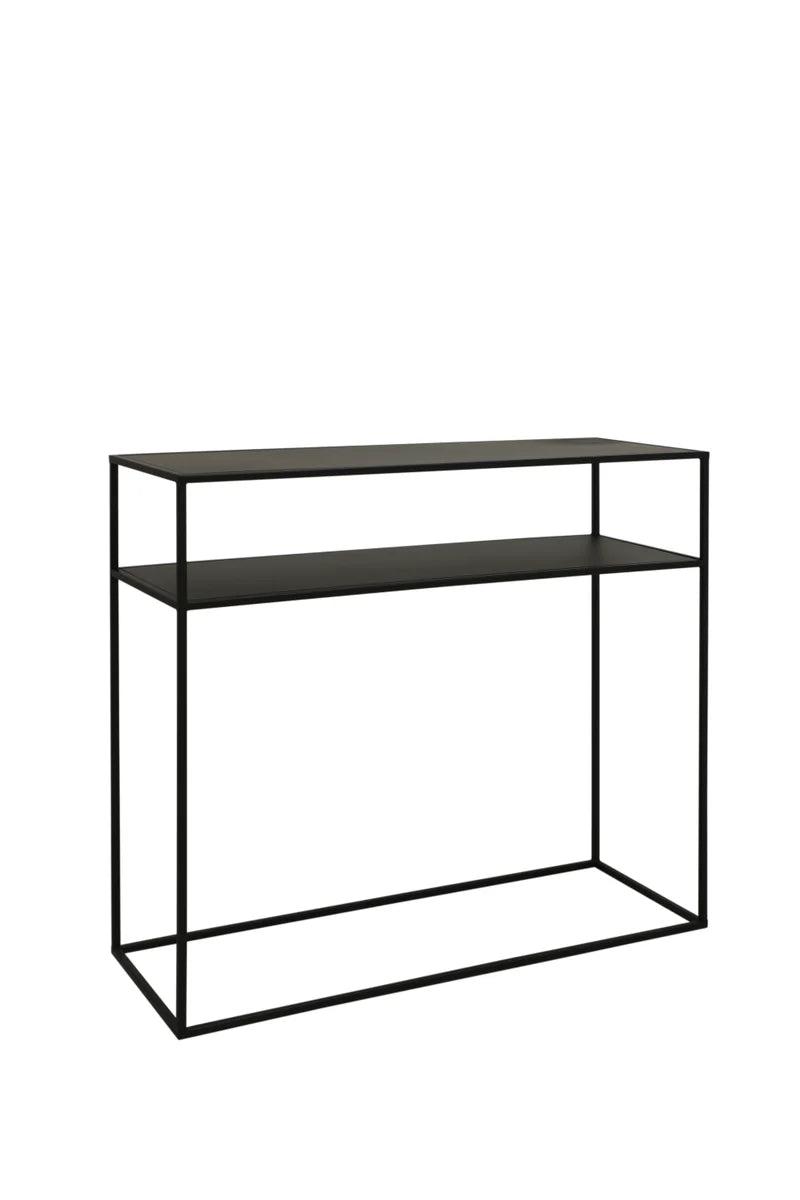 Studio Dual Shelf Metal Console Black