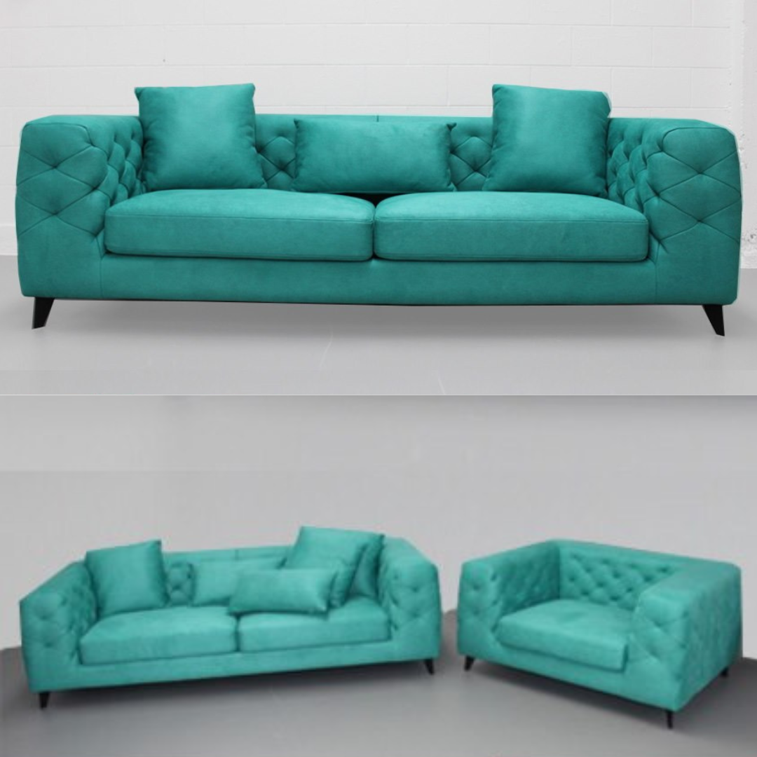 St Tropez Lounge Suite 3 seater + Armchair 1 seater - Turquoise