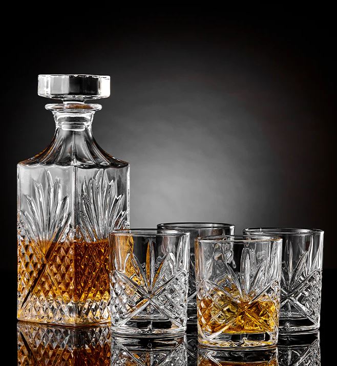 Ophelia Crystal Whisky Decanter and Glass Tumbler Set